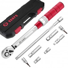 VANPO Torque Wrench 3/8, 5-60Nm Torque Wrench Set, High Accuracy ± 3% Ratchet Drive Torque Wrench with 250mm Extension Rod, Universal Joint, Magnetic Spark Plug Sleeve, Bits and Sockets