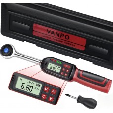VANPO 3/8-Inch Drive Digital Torque Wrench, Electronic Torque Wrench (2.2-44.3 ft-lbs./3-60Nm), Torque Wrench Set with Accurate to ±2%, Buzzer & LED Indicator, 1/4 Adapter, Extension Bar for Bike Moto