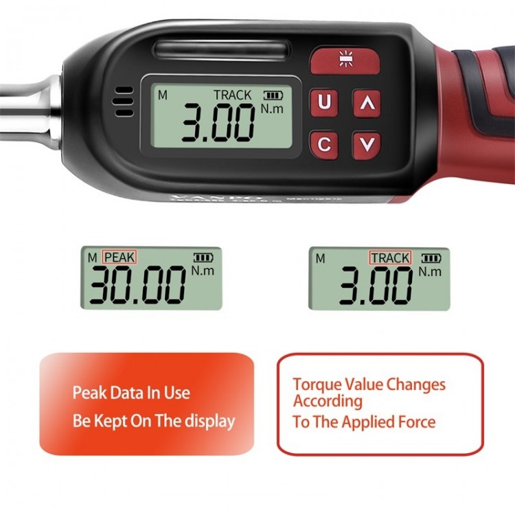 Uharbour Digital Torque Wrench, 3/8 Drive, 0.66-44.29 Ft.lbs/0.9-60 Nm