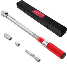 VANPO Torque Wrench 3/8, Length 45cm, 10-110Nm Torque Wrench Set, High Accuracy ± 3% Ratchet Drive Torque Wrench with 3/8" Extension Bar(75mm), 1/4" Adapter & 1/2" Adapter for Bike, Car, Motocycle