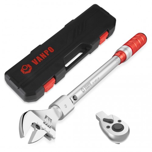 VANPO Adjustable Torque Wrench, 20-160 Ft.lb/27.1-216.8 Nm, 38MM Open End Torque Wrench, 1/2 Inch Drive Torque Wrench with Interchangeable Jaw & Ratchet Head for HVAC, Car, Moto, Narrow Pipeline