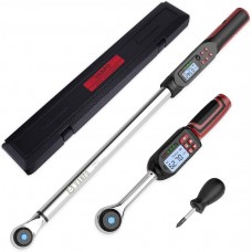VANPO Digital Torque Wrench, 2Pcs 3/8" (3.1-62.7Ft.lb/4.2-85Nm) & 1/2" (14.7-295Ft.lb/20-400Nm) Electronic Torque Wrench Set with Buzzer, LED Indicator, Preset Value, Data Storage for Bike, Moto, Car